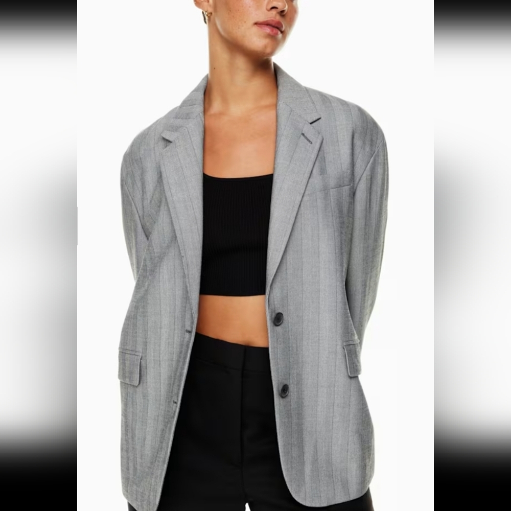 Babaton Gray Pinstripe Blazer
